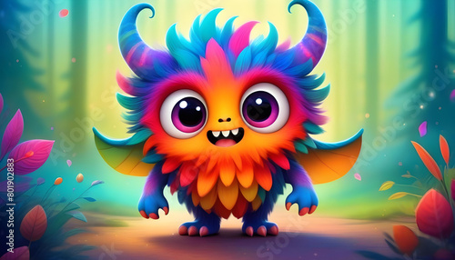 A cartoon monster with multiple eyes and a big smile posing for the camera