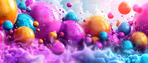 Colorful Abstract Spheres Bubbles Vibrant Dynamic Liquid Background © FEROHORA