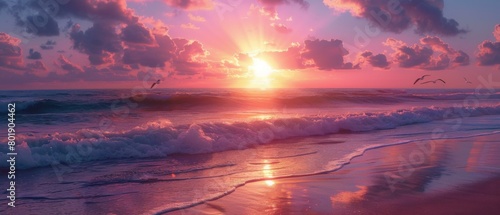 A beautiful sunset over the ocean. AI. © serg3d