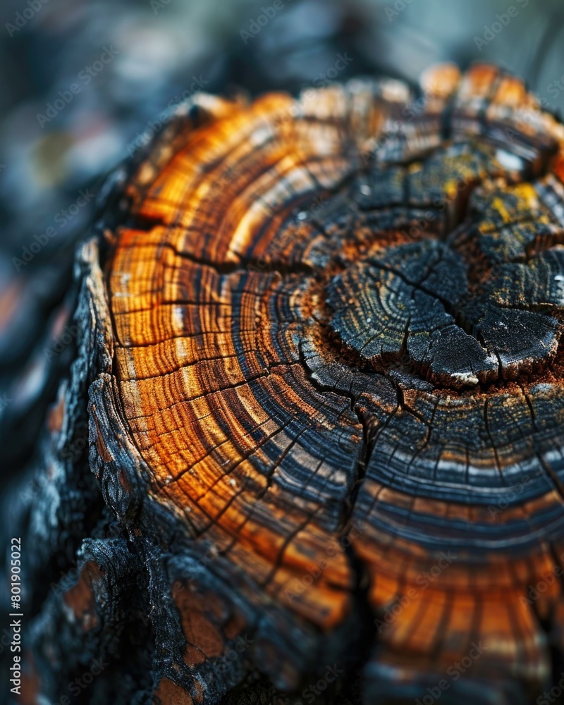 The rings of a tree stump reveal its age and the different stages of its growth. AI. The rings of a tree stump reveal its age and the different stages of its growth. AI.