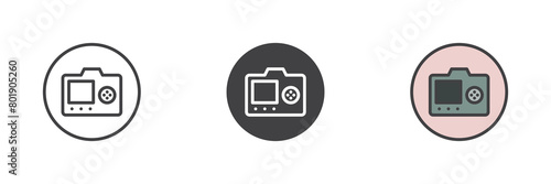 Photo camera display different style icon set