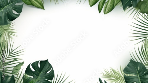 Simplistic yet elegant tropical foliage composition on a white background  perfect for text-heavy promotional materials 