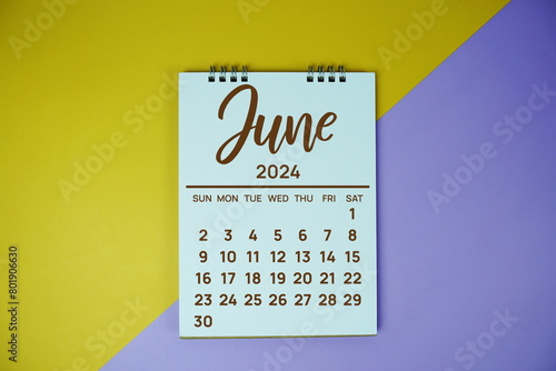 June 2024 annual monthly desk calendar for planning and management photo