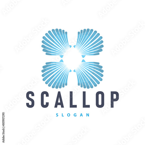 Seashell Logo, Inspirational Scallop Design With Pearl, Ocean Animals, Vector Jewelry Luxury Shell Beauty And Cosmetic