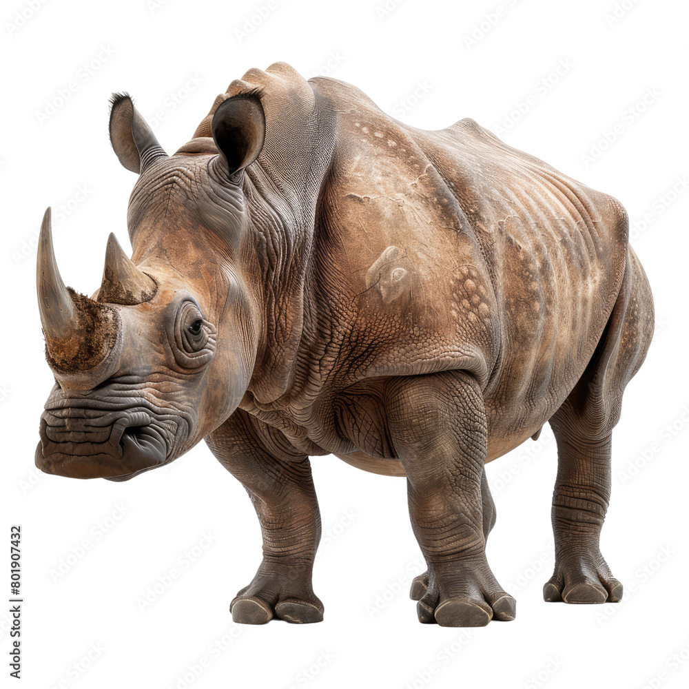 Fototapeta premium Photo of black rhinoceros isolated on transparent background