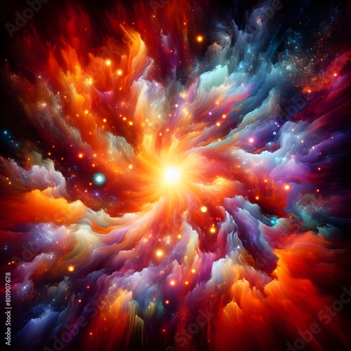 Fusion flare abstract colorful shapes background display of vibrant hues and dynamic patterns