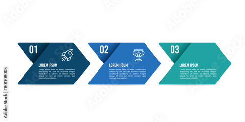 3 process infographic arrows design template. Planning, Marketing and Business presentation. Vector illustration.