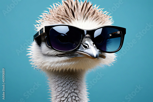 Ostrich bird in sunglass shade glasses