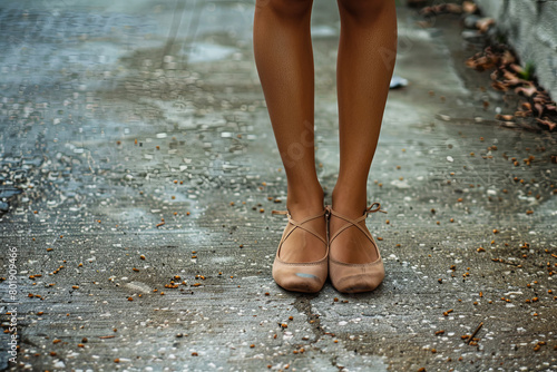 Shades of Brown legs in ballet shoes straight ahead
 photo
