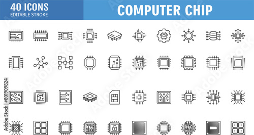 Circuit board icon set. Vector graphic illustration. Suitable for website design, logo, app, template, and ui.