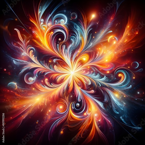 Fusion flare abstract colorful shapes background display of vibrant hues and dynamic patterns