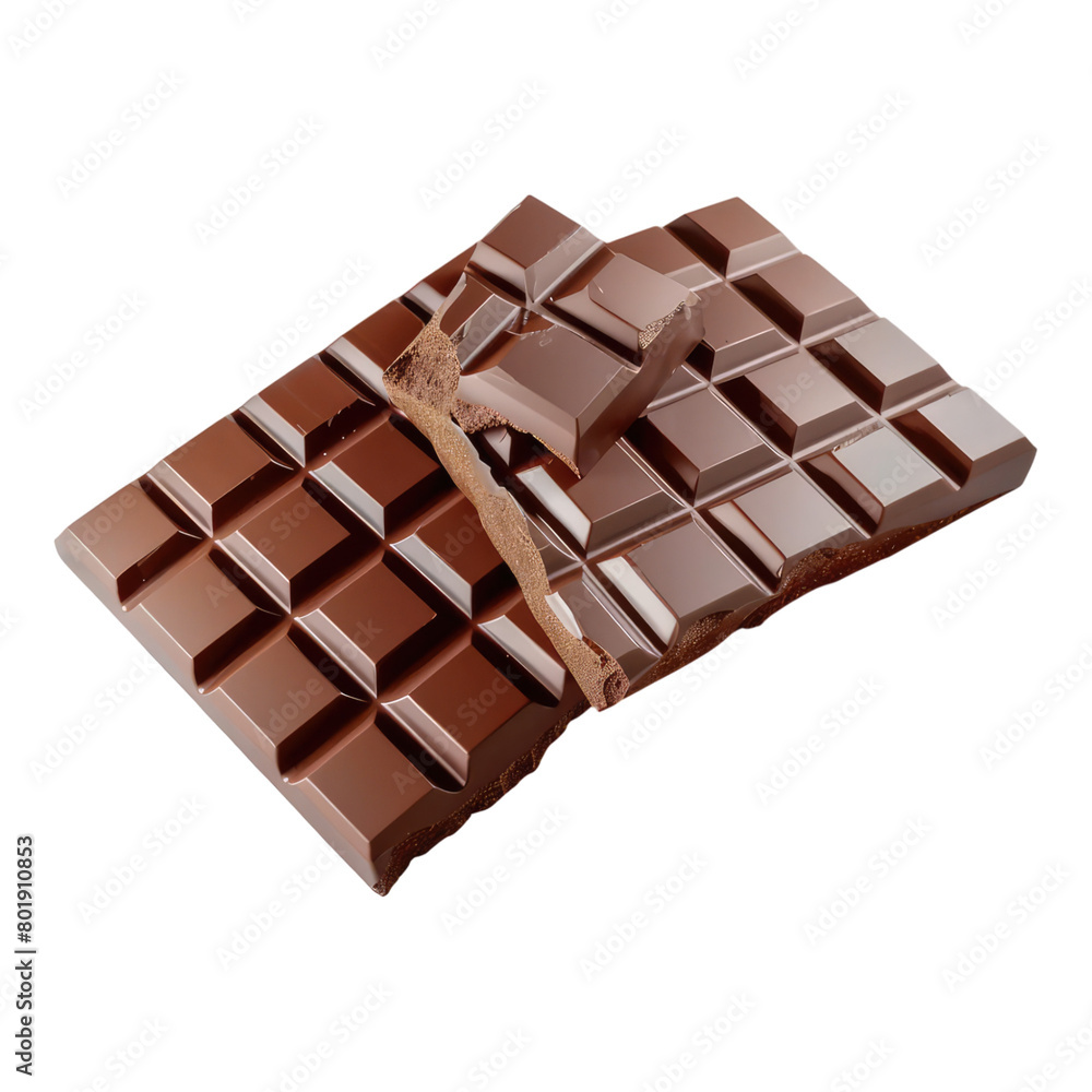 Fototapeta premium Photo of chocolate bar isolated on transparent background