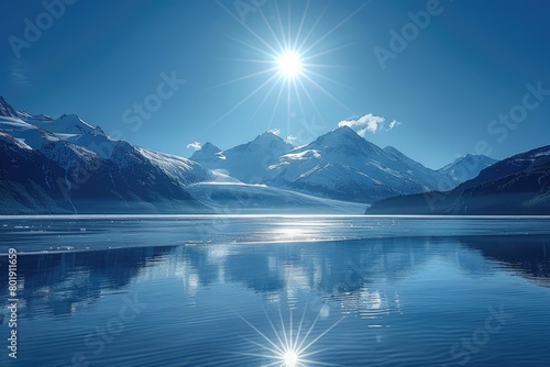 Blue sky, bright sun and snow-capped mountains © Ayan