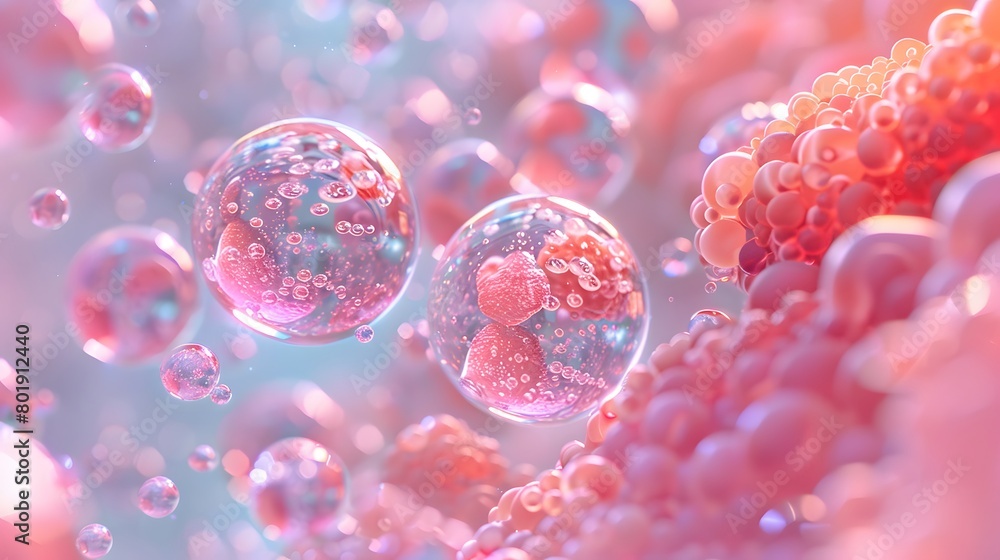 Facial skin cell background in 3D. Expanded view. Facial skin cell background in 3D. Expanded view.