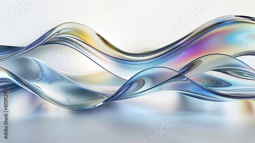 Against a canvas of pristine white, a wavy multicolor abstract glass background offers a captivating visual experience, with its dynamic patterns and fluid movements capturing the imagination 