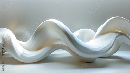 3D intertwining figures on a white background, render, art, waves, abstract pattern, space for text, design, futuristic style, beauty, object, sculpture, pipes photo