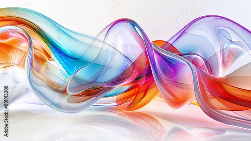 gainst a canvas of pristine white, a wavy multicolor abstract glass background offers a captivating visual experience, with its dynamic patterns and fluid movements capturing the imagination photo