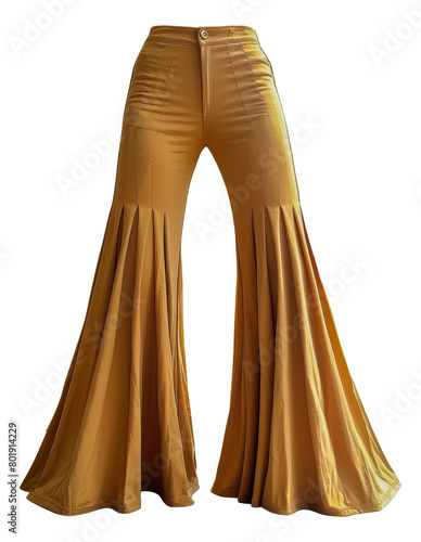 Trendy flared orange satin pants, cut out - stock png.