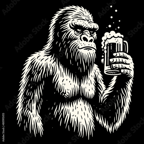 Bigfoot drinking a beer