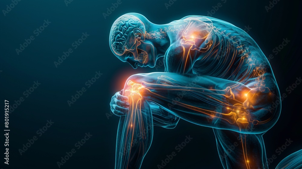 Close up hands man with his knee joint pain. Massaging the Muscles to Ease the Injury. Close up hands man with his knee joint pain. Massaging the Muscles to Ease the Injury.