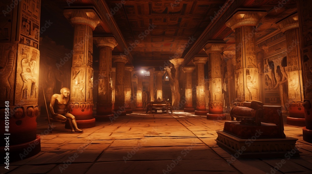 Fototapeta premium an egyptian room with pharaohs inside.