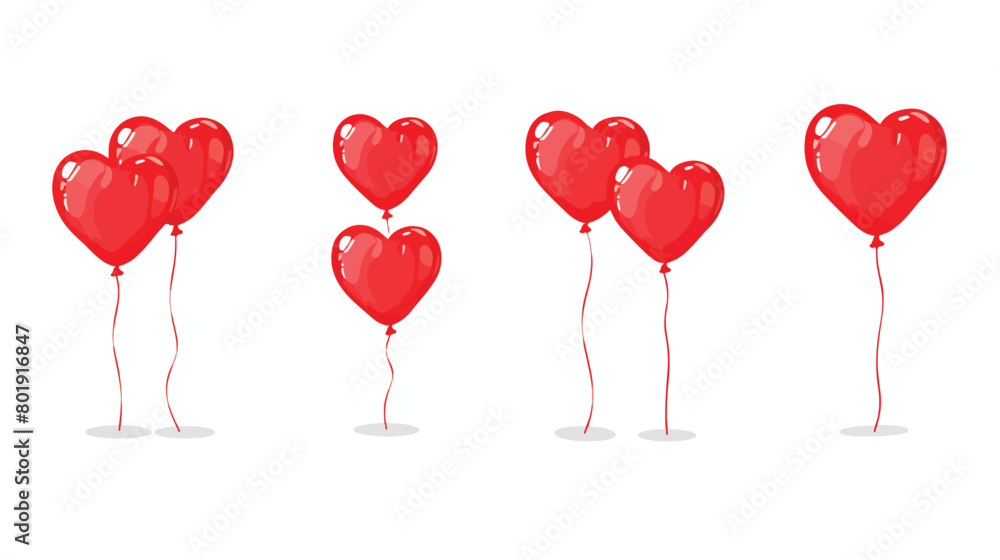 Red balloons set in heart shape design vector illustration