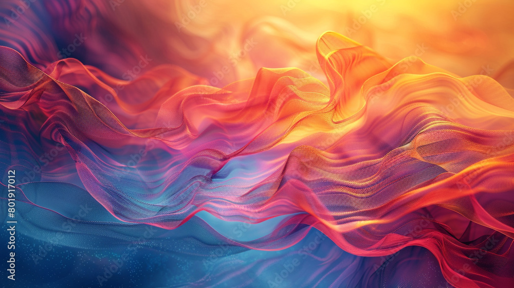 Witness the radiant dawn unfold against a backdrop of shifting gradients, where energetic colors intertwine with deeper shades, shaping a dynamic stage for graphic exploration.