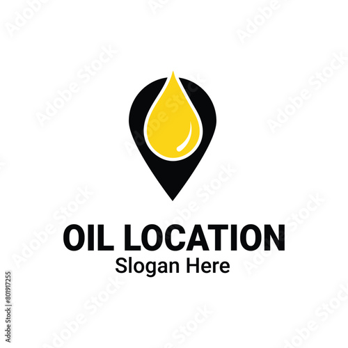Black Oil Drop Logo Vector Illustration Design Template, Machine Gear Drop. Petrol Vector Template For Industry Diesel Company Logo.