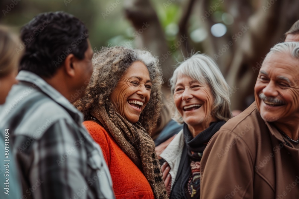 Group of senior friends having fun in the park. Selective focus. Group of senior friends having fun in the park. Selective focus.