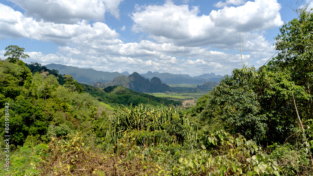 Landscape of jungle and mountains in Thailand