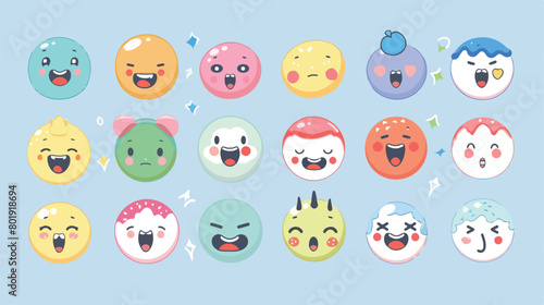 Set emoticons kawaii characters Vector illustration.