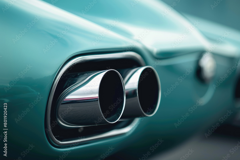 A close-up shot of the exhaust pipe of a vintage car, illustrating the concept of air pollution.

