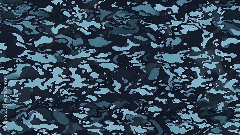 Camouflage blue background fabric texture, modern army dark pattern, street fashion print Camouflage blue background fabric texture, modern army dark pattern, street fashion print