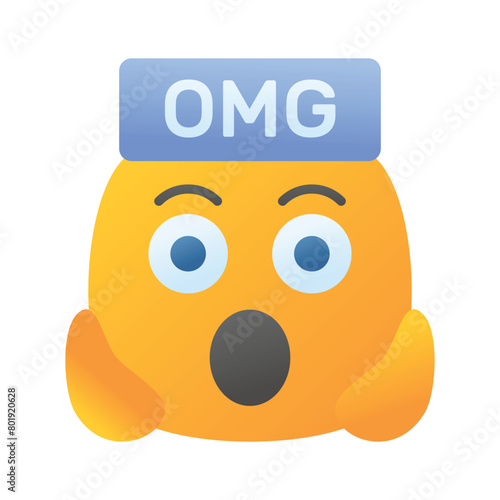 Oh My God expression emoji vector design, editable vector