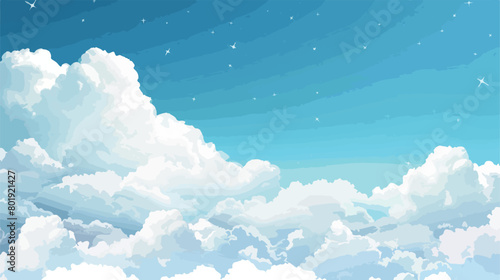 Silhouette cloud callout with cumulus background blue