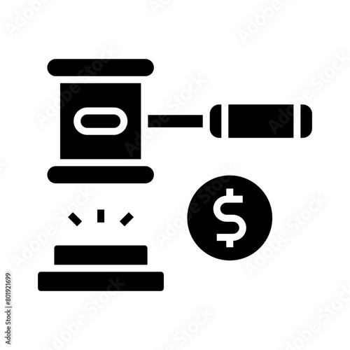 Auction icon in glyph style. Icons about banking and finance in glyph style