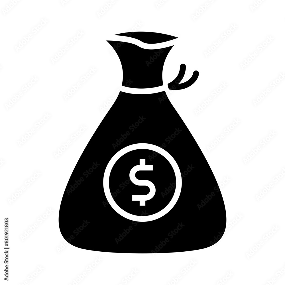Money bag icon in glyph style. Icons about banking and finance in glyph style Money bag icon in glyph style. Icons about banking and finance in glyph style