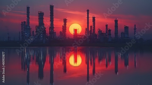 Sunset's Warm Glow on Industrial Complex