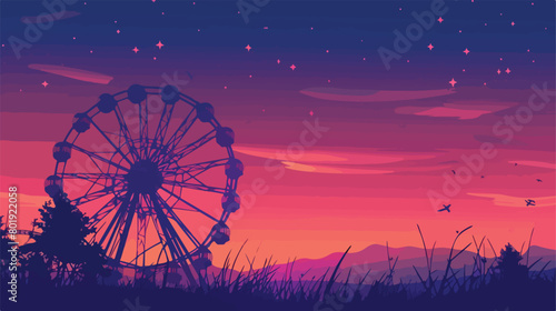 Silhouette Ferris wheel in thematic park icon Vector