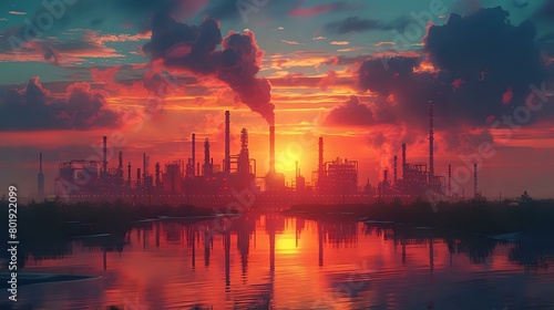 Sunset's Reflection on Industrial Progress