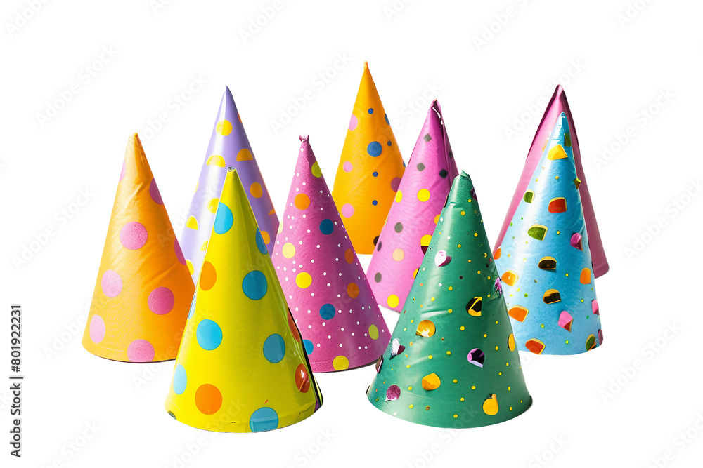 Party Hats On Transparent Background.