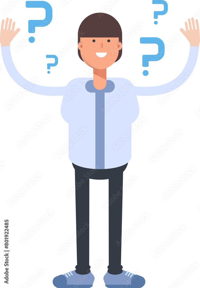 Businessman Character and Question Marks
