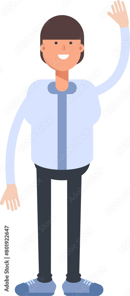Businessman Character Raising Hand Illustration
Businessman Character Raising Hand Illustration