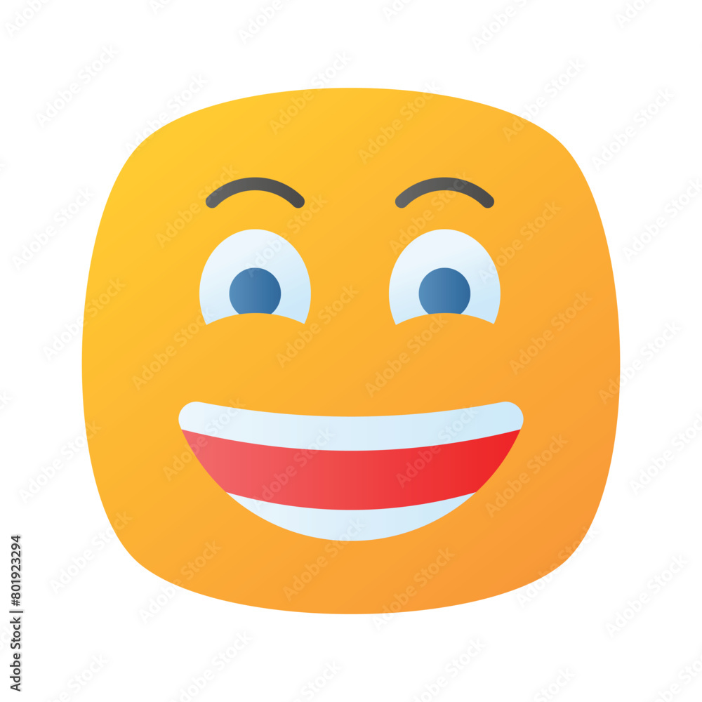 Fototapeta premium Enthusiastic emoji icon, happy face vector design