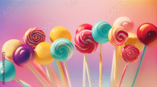 Colorful candies and lollipops for Easter celebrations or parties. photo
