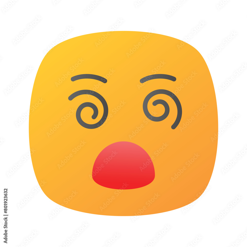 Dizzy emoji icon, dizziness expression vector design