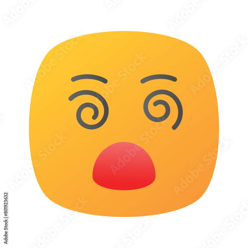 Dizzy emoji icon, dizziness expression vector design