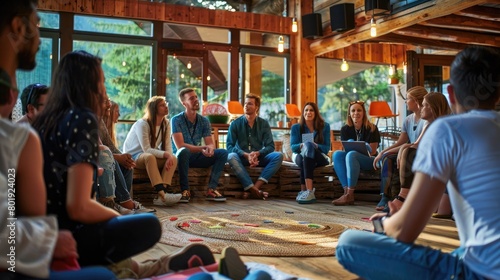 Corporate team building activity with a team-building retreat