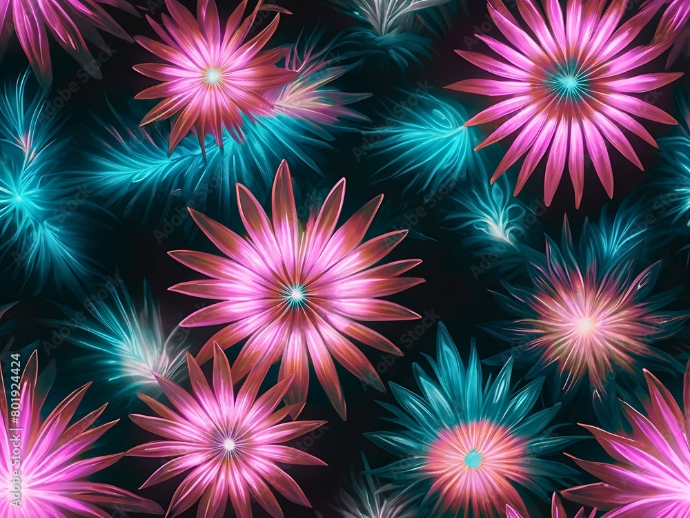 半透明のピンク色の花。ふわふわとしたグリーンの葉っぱ。 半透明のピンク色の花。ふわふわとしたグリーンの葉っぱ。