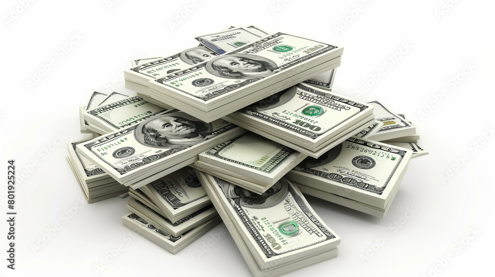 Stacks of hundred dollar bills in a large pile Stacks of hundred dollar bills in a large pile
